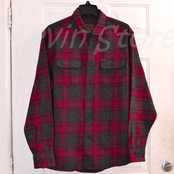 Red/gray NWT Orvis men heavy weight flannel - Picture 2 of 8